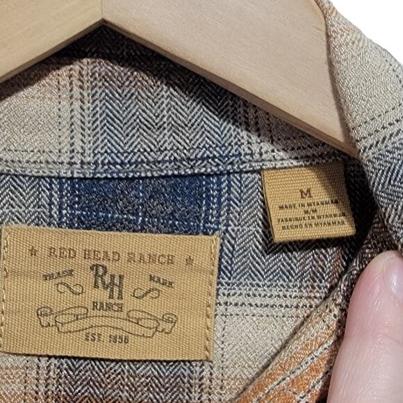 Redhead Ranch Mens Button Down Plaid Shirt Size Medium - Picture 3 of 12